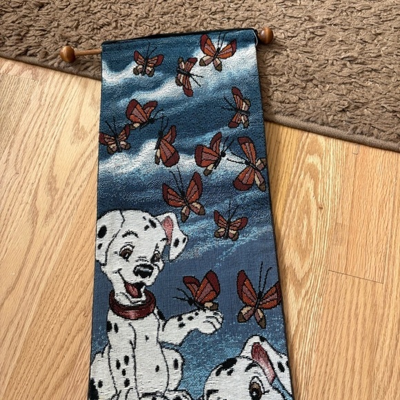 Vintage Disney 101 Dalmations Hanging Tapestry 37 1/2" x 7 1/2" Flag Embroidered - Picture 4 of 4